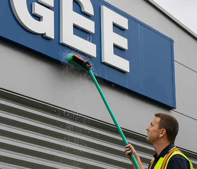 Cleaning of signs and light cladding – 100 m²