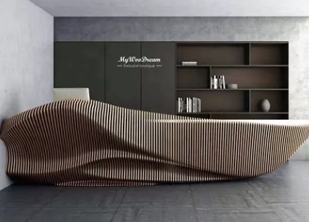 Fabrication and installation of a solid wood high-end reception desk