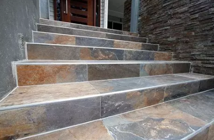 Tiling a 15-step staircase with anti-slip or decorative finish