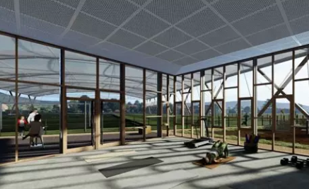 Volledige reiniging van de beglazing van een sportcentrum